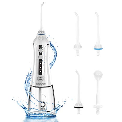 Adoric Cordless Water Flosser for Teeth Portable Dental Oral Irrigator Rechargeable with 4 Jet Tips, Teeth Cleaner for Braces, 3 Modes, IPX7 Waterproof - Upgraded Version