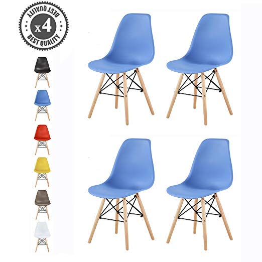 Set of 4 Modern Design Dining Chairs Eiffel Retro Lounge Chairs, LIA by MCC (blue)