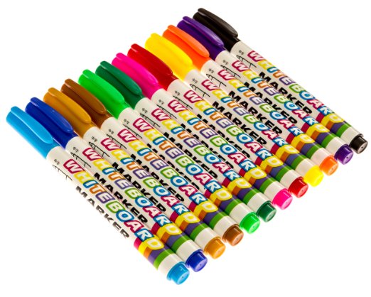 Dry Erase Whiteboard Markers - 12 Pack - Thin Style