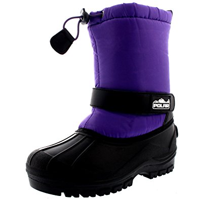 Polar Products Unisex Kids Pull On Drawstring Closure Nylon Winter Snow Rain Boots