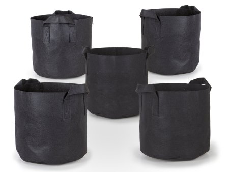 247Garden 7-Gallons Aeration Fabric Pots w/Handles, 5-Packs of Breathable Aerated Planter Grow Bags (Black)