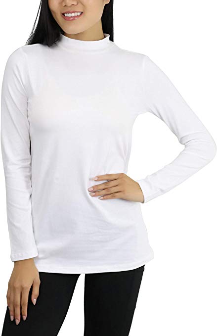 ToBeInStyle Women's Basic Long Sleeve Lightweight Mock Neck Classic Top