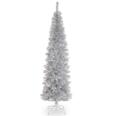 National Tree 6 Foot Silver Tinsel Tree with Metal Stand (TT33-700-60)