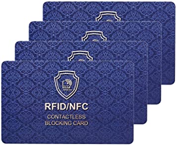 RFID Blocking Card, Fuss-Free Protection Entire Wallet & Purse Shield, Contactless NFC Bank Debit Credit Card Protector Blocker (Deep Blue)