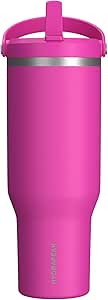 Hydrapeak Nomad 40 oz Tumbler with Handle and Sip Lid, Leakproof Tumbler, Tumbler Lid Straw, Double Insulated Tumblers, 32oz Double Insulated Cup Straw, Stainless Steel (Fuchsia)