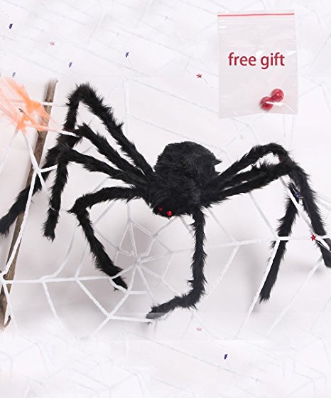 Amyhomie Giant Spider,50 In Halloween Spiders,Best halloween decorations,Christmas Decor (1, black)