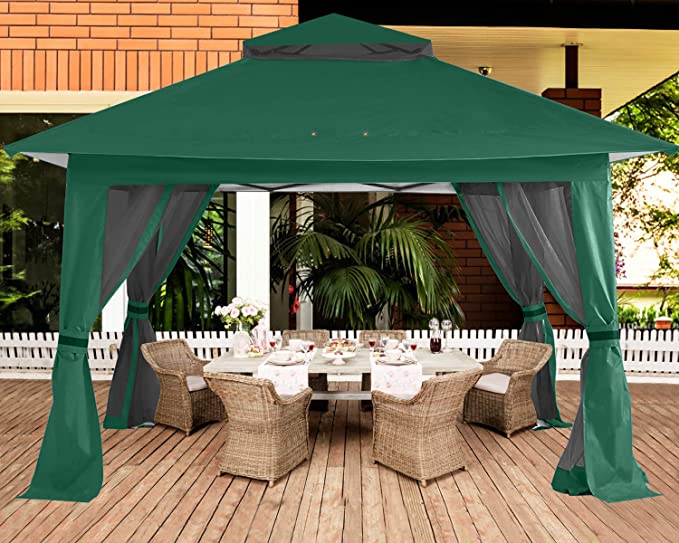 ABCCANOPY 13'x13' Gazebo Tent Outdoor Pop up Gazebo Canopy Shelter with Mosquito Netting,Forest Green