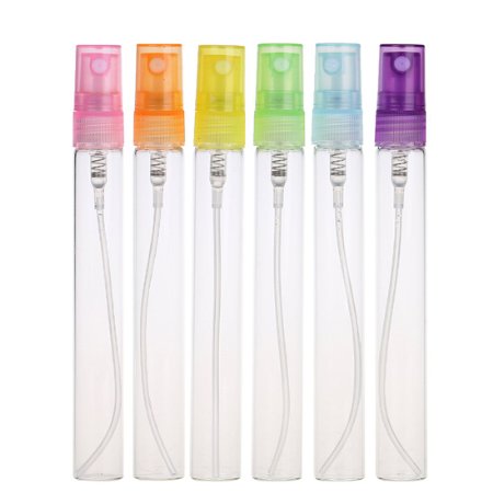 YUFENG 6pcs Mini Empty Refillable 10ML Multi-color Glass Spray Perfume Bottles Set (2)