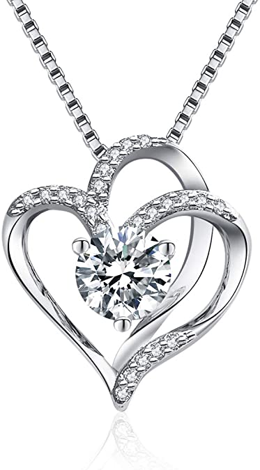 GOGOSODU Love Heart Pendant Necklace,Heart Necklaces for Women 5A Cubic Zirconia Pendant Jewelry Crystal Heart Necklace
