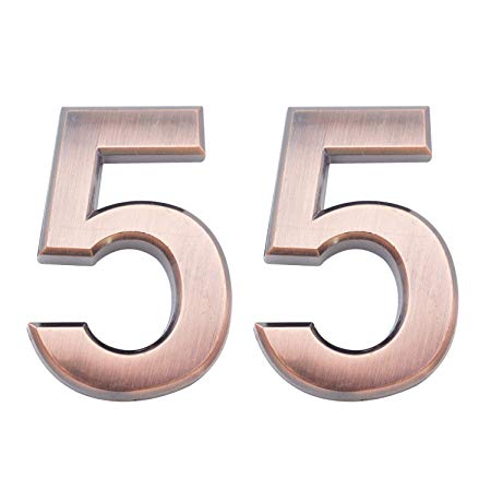 2 Pieces 2.75 Inch Self Adhesive House Numbers- Door Address Number for Mailbox/Home/Hotel/Office/Condo/Apartment, Bronze, Double 5