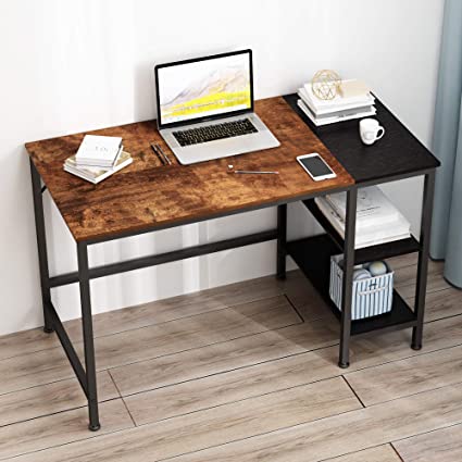 JOISCOPE Computer Desk, Desk with Shelves, Laptop Table, Study Table, Writing Desk, Industrial Desk,120 x 60 x 75 cm(Vintage Oak Finish)