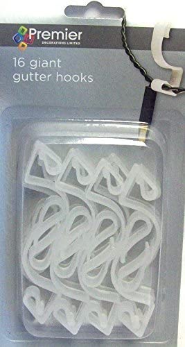 Premier Pack Of 16 Clear Giant Outdoor Gutter Hooks Christmas Light Holder Clips