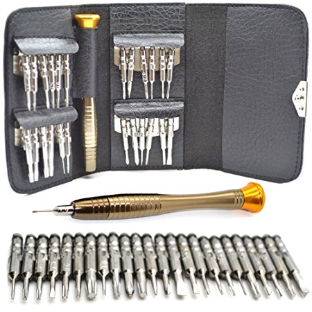 Geepro 25 in 1 Precision Screwdrivers Set,Repair opening Tool Kit - Torx Phillips Screwdriver with Black Bag for Mobile Phone, PC Laptop, Macbook, Tablet , iPad, Computers