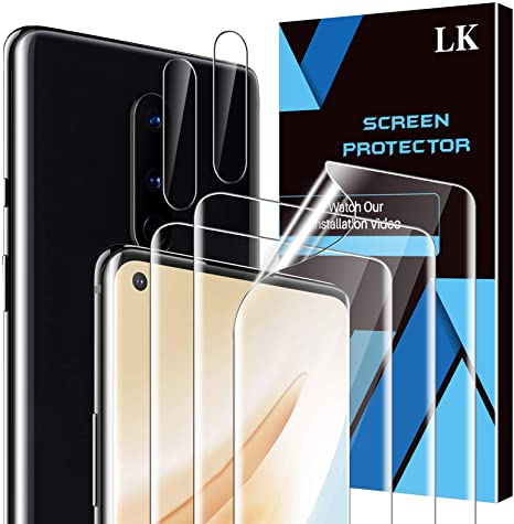 5 Pack LK 3 Pack Screen Protector   2 Pack Camera Lens Protector Compatible with OnePlus 8, Positioning Tool, HD Ultra-Thin, Flexible TPU Film