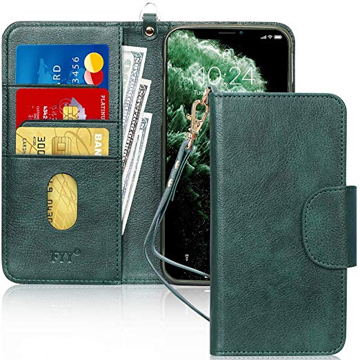 FYY Case for iPhone 11 Pro Max 6.5", [Kickstand Feature] Luxury PU Leather Wallet Case Flip Folio Cover with [Card Slots] and [Note Pockets] for Apple iPhone 11 Pro Max 6.5 inch Green