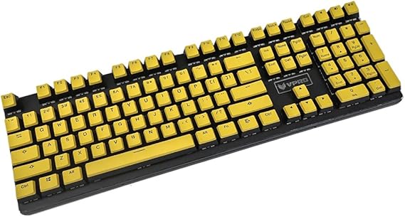 YMDK Non Shine Through OEM Profile PBT Doubleshot Custom Pudding Keycap 87 104 60 Keycaps for MX switch Mechanical Keyboard (Only Keycap) (Yellow Top Black Base)