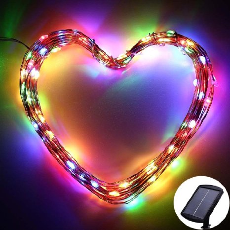 120 LED Solar Powered String Lights By ICICLE,Starry String Copper Wire Fairy Lighing for Decorating Outdoor,Garden,Patio,Wedding,Holiday Decorations(Multi-Colored)