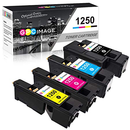 GPC Image 1250C Toner Cartridges Replacement for Dell 1250 1250C 1350cnw 1355cn 1355cnw C1760 C1760nw C1765 C1765nf C1765nfw 593-11016 593-11021 593-11018 593-11019 Printer (Black/Cyan/Magenta/Yellow)