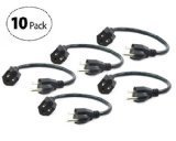 ClearMax OVSPLUG10PK 1-Feet Power Strip Outlet ExtenderOutlet SaverPower Extension Cable - 10 Pack