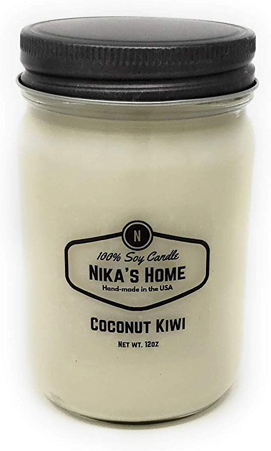 Nika's Home Coconut Kiwi 12oz Mason Soy Candle