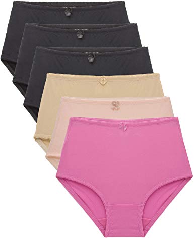 Barbra Lingerie Women's 6 Pack High Waist Cool Feel Brief Underwear Panties Small to 5XL