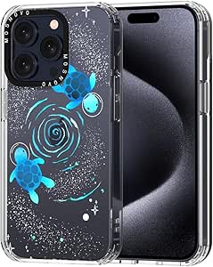 MOSNOVO Compatible with iPhone 15 Pro Case, [Buffertech 6.6 ft Drop Impact] [Anti Peel Off Tech] Clear TPU Bumper Phone Case Cover with Cute Swirl Space Turtle Designed for iPhone 15 Pro 6.1"