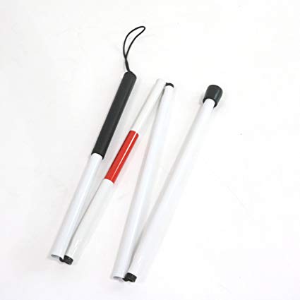 Folding Blind Cane, IDS Folding Walking Stick for Blind People, Reflective Red