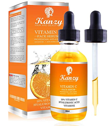 KANZY Vitamin C Face Serum with 20% Hyaluronic Acid and Retinol for Acne Scars and dark circle 2 fl Oz