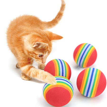 Patgoal 10 Pack Rainbow Soft Foam Play Balls Colorful Ball Toy for Pet Dog Cat