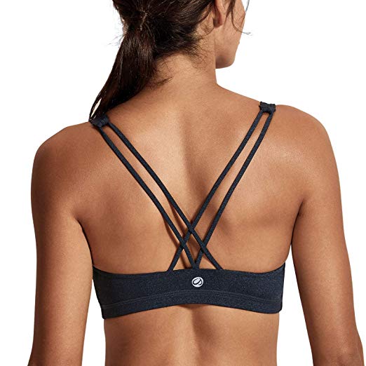 CRZ YOGA Women's Light Support Cross Back Wirefree Removable Cups Yoga Sport Bra