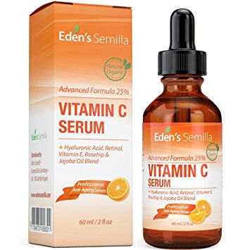 25% VITAMIN C SERUM 60ml - A POWERFUL ADVANCED FORMULA - Hyaluronic Acid, Retinol, Vitamin E and Rosehip & Jojoba Oil Blend. Best anti-aging serum for the face - promotes the skin's natural defences, replaces lost moisture and dramatically reduces fine lines and wrinkles. A natural blend of clinically proven ingredients. Firmer, softer healthier looking skin.