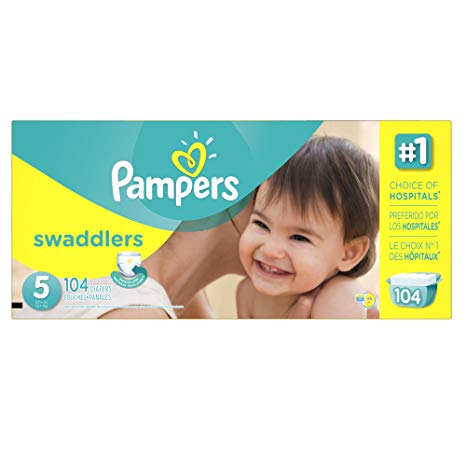 Pampers Swaddlers Disposable Diapers Size 5, 104 Count, ECONOMY