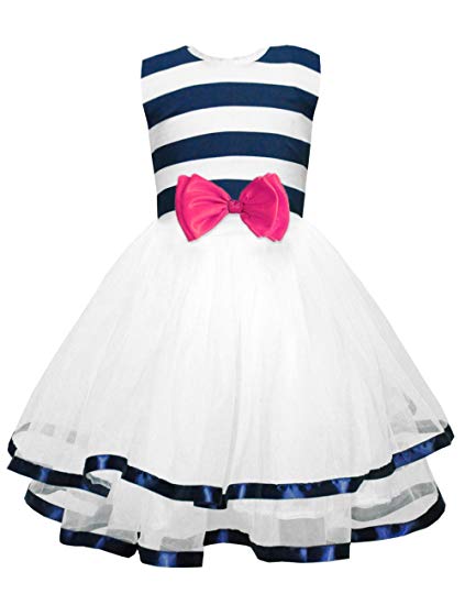 Little Girl Polka Dots Tutu Dress Girls Striped Sundress Summer Tulle Party Dresses 2-9 T