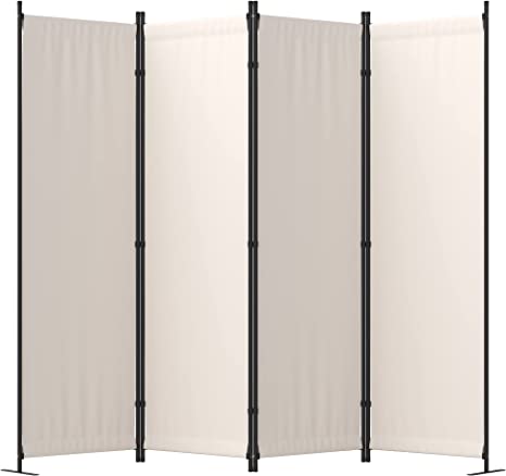 Ecolinear 4 Panel Room Divider Folding Screen Home Office Dorm Indoor Decor Privacy Accents (Beige)