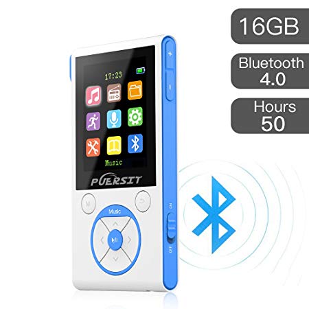 MP3 Player with Bluetooth and FM Radio,16GB Portable HIFI Lossless Sound MP3/MP4 Music Player with Pedometer/Voice Recorder for Sports,50 Hours Playback (Max expand to 128GB)