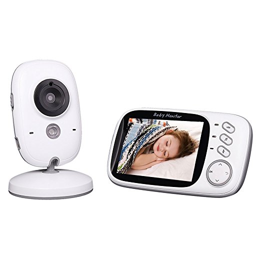Baby Monitor, Goodsmiley 3.2 Inch Color LCD Wireless Digital Audio Video Security Camera with Night Vision, Temperature Monitoring and Two-Way Talkback System