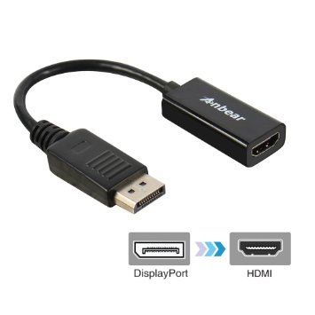 DisplayPort to HDMI Adapter,Anbear DisplayPort to HDMI Cable(Male to Female) for DisplayPort Enabled Desktops and Laptops to Connect to HDMI Displays