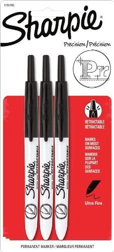 SanfordSharpie Ultra Fine Point Retractable Permanent Markers, Black (1735793) (2-Pack of 3)