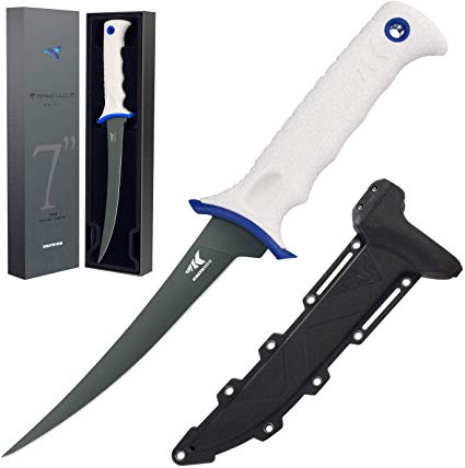 KastKing Spartacus Fillet, Boning and Food Prep Knives, Razor Sharp 8Cr14 Stainless-Steel Blade, Durable/Comfortable Kraton G Polymer Handles, Protective Sheath, Perfect in Fresh Or Saltwater.