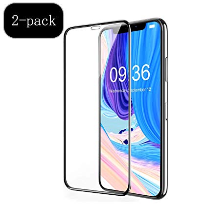 [2-Pack] iPhone Xs MAX Screen Protector,Full Coverage Ultra Tempered Glass Screen Protector Compatible with iPhone Xs MAX, 9H Hardness, 3D Touch, Bubble Free, Easy Install, 6.5-Inch