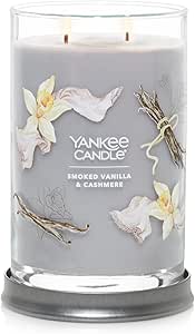 Yankee Candle Smoked Vanilla & Cashmere Scented, Signature 20oz Large Tumbler 2-Wick Candle, Over 60 Hours of Burn Time