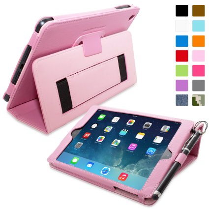 Snugg iPad Mini and Mini 2 Case - Smart Cover with Flip Stand and Lifetime Guarantee Candy Pink Leather for Apple iPad Mini and Mini 2 with Retina