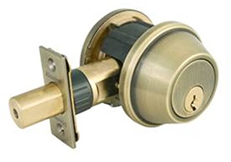 Master Lock DSNRN0605BOX Nightwatch Deadbolt With Bump Stop Cylinder, Antique Brass Finish