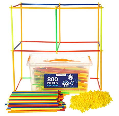 Play Straws Set - 800 Piece Toy Straw Connectors for Creative Building - Educational STEM Toys for Boys & Girls