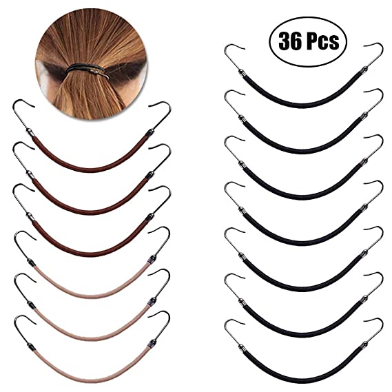 YBB 36 Pcs Ponytail Hooks Hair Clips, Hair Styling Elastic Hair Rubber Bands Braid For Thicker Hair(3 Color)