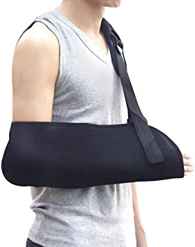 Arm Sling Shoulder Immobilizer with Adjustable Strap, Lightweight Breathable Comfortable Wrist Elbow Support for Dislocation, Fracture, Sprains & Broken Arm, Rotator Cuff Pain, Fits Adults and Youths