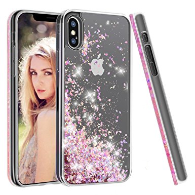 iPhone X Case,Soundmounds iPhone X,iPhone 10 Glitter Flowing Liquid Floating Fashion Bling Case Cover for iPhone X (Diamond Powder)