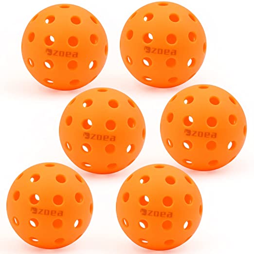 ZOEA Premium 40 Holes Outdoor Pickleball Balls, Durable Ball with Nice Bounce, High Visibility for Outdoor & Indoor Courts 6 Packs Bright Yellow & Green