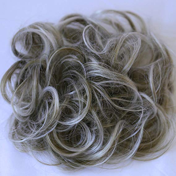 PRETTYSHOP Hairpiece Hair Rubber Scrunchie Scrunchy Updos VOLUMINOUS Curly Messy Bun gray mix G19E
