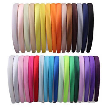 Girls' Diy Satin Covered Headbands 1.5cm Width 36cm Circle Size(33pcs Per Pack Each Color 1pcs)